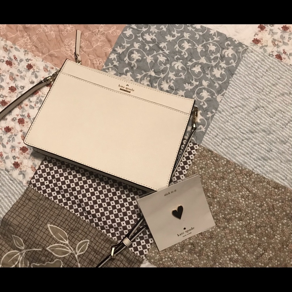 Kate Spade Cameron Street Clarise Leather Crossbody Clutch Cement